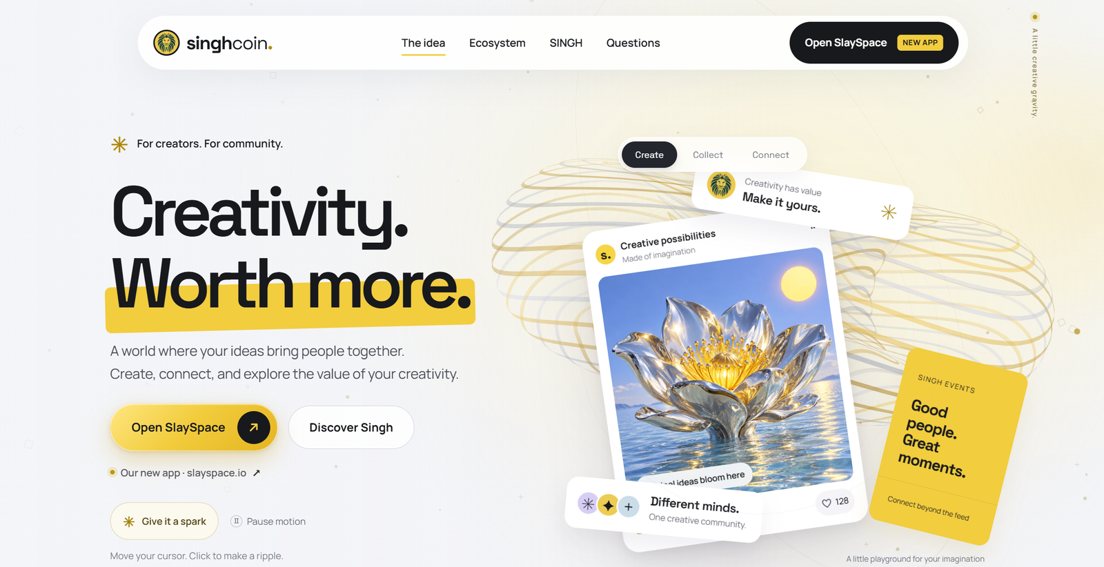 SinghCoin home page: creativity worth more